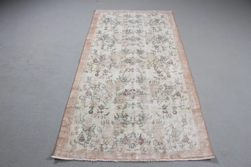 Alfombra Elegante Beige y Verde 10x1,8m Floral y Geométrica