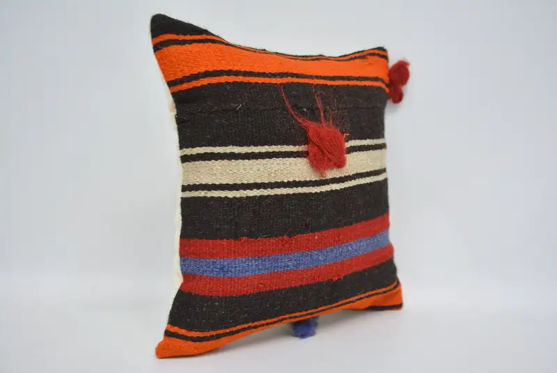 Gift Pillow, 14x14 Brown Cushion, Ethnical Kilim Rug Pillow, Square Throw Pillow Case, Pillow Sham, Pillow for Sofa - 3