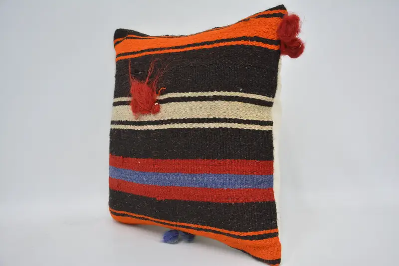 Gift Pillow, 14x14 Brown Cushion, Ethnical Kilim Rug Pillow, Square Throw Pillow Case, Pillow Sham, Pillow for Sofa - 4