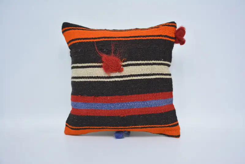 Gift Pillow, 14x14 Brown Cushion, Ethnical Kilim Rug Pillow, Square Throw Pillow Case, Pillow Sham, Pillow for Sofa - 1
