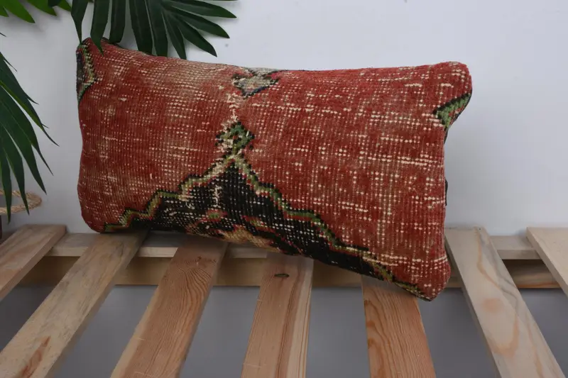 Pillow for Couch, Pillow Case, Handmade Pillow Cover, Turkish Kilim Pillow, Boho Pillow, 8x16 Red Pillow Case, Chair Cushion Case - 5