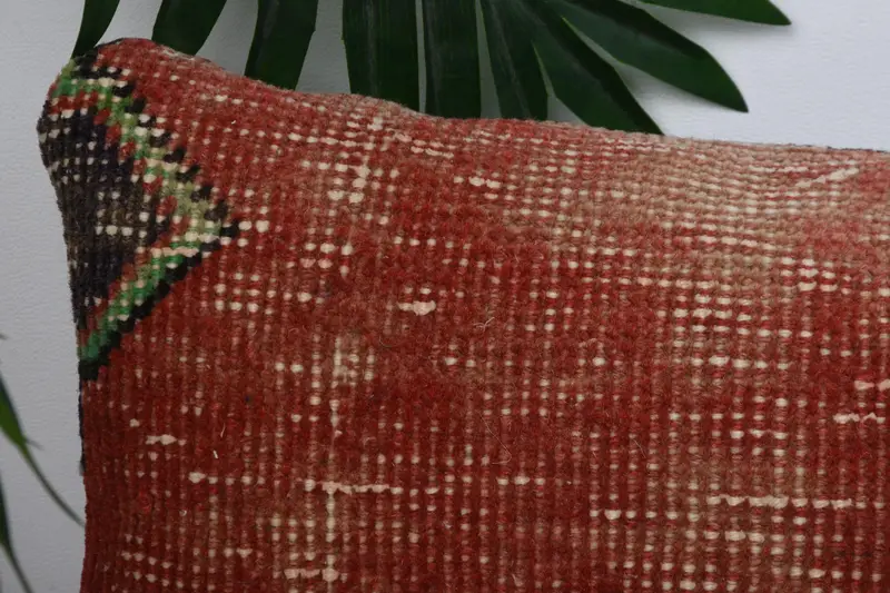 Pillow for Couch, Pillow Case, Handmade Pillow Cover, Turkish Kilim Pillow, Boho Pillow, 8x16 Red Pillow Case, Chair Cushion Case - 2