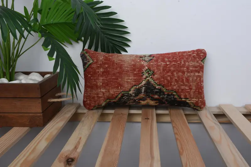 Pillow for Couch, Pillow Case, Handmade Pillow Cover, Turkish Kilim Pillow, Boho Pillow, 8x16 Red Pillow Case, Chair Cushion Case - 1