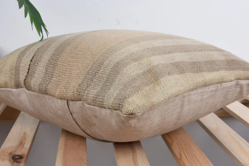 Cushion, 16x16 Brown Pillow, Boho Pillow, Wool Kilim Pillow Pillow Case, Art Deco Pillow, Pillow for Sofa, Kilim Cushion Sham, Muted Pillow Cover - 6
