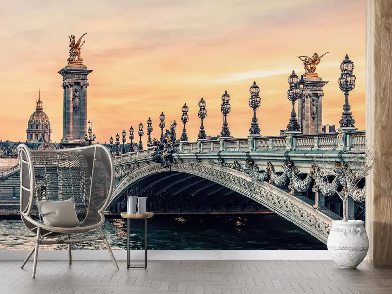 Alexandre III Bridge, Bridge Photo Wall Poster, City Landscape Wall Poster, Paris View Mural, Landscape Wall Painting, - 2