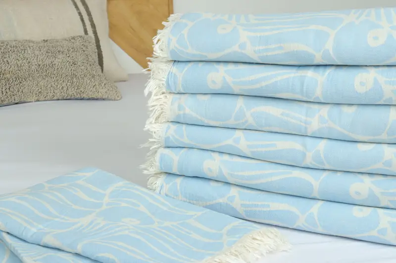 70x60 Cotton Fish Design Towel, Bedspread, Best Friend Wedding Gift, Custom Wedding Gifts, Wedding Gift For Bride, Personalized Blanket - 3
