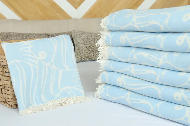 70x60 Cotton Fish Design Towel, Bedspread, Best Friend Wedding Gift, Custom Wedding Gifts, Wedding Gift For Bride, Personalized Blanket - 4
