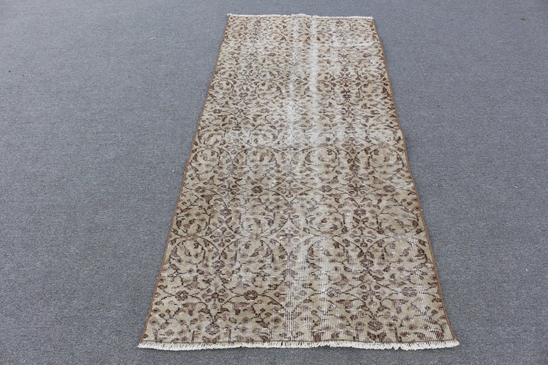 Türk Vintage Halısı 2.7x6 ft, Kahverengi Güneybatı Halısı - 1