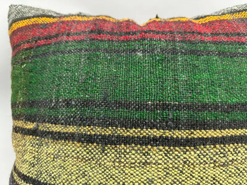 Bolster Cushion Cover, Turkish Pillow, Cushion, Boho Pillow Sham Cover, Garden Pillow, 20x20 Green Cushion Cover, Vintage Kilim Throw Pillow - 5