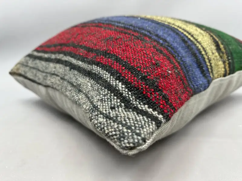 Bolster Cushion Cover, Turkish Pillow, Cushion, Boho Pillow Sham Cover, Garden Pillow, 20x20 Green Cushion Cover, Vintage Kilim Throw Pillow - 6