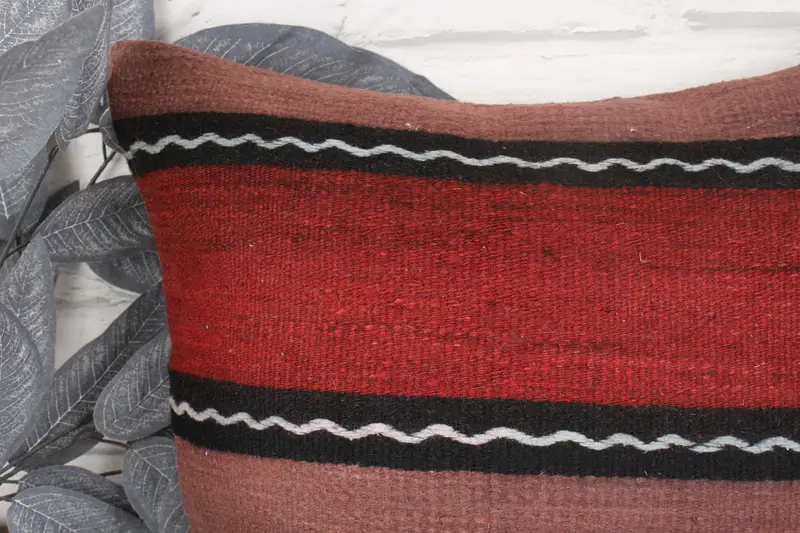 Pillow Cover, Vintage Kilim Throw Pillow, 18x18 Red Pillow Case, Kilim Cushion Sham, Custom Cushion, Vintage Pillow, Anatolian Cushion Case - 2
