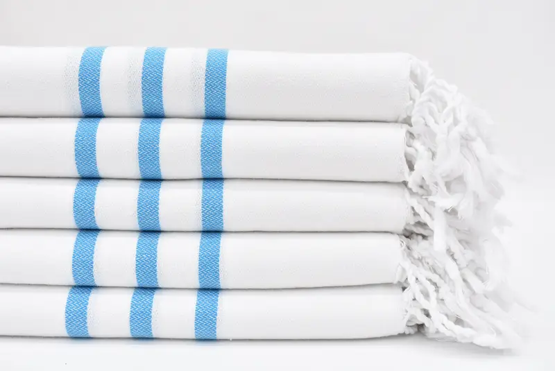 Personalized Turkish Cotton Turquoise Striped Tea Towel, 40x24 Inches