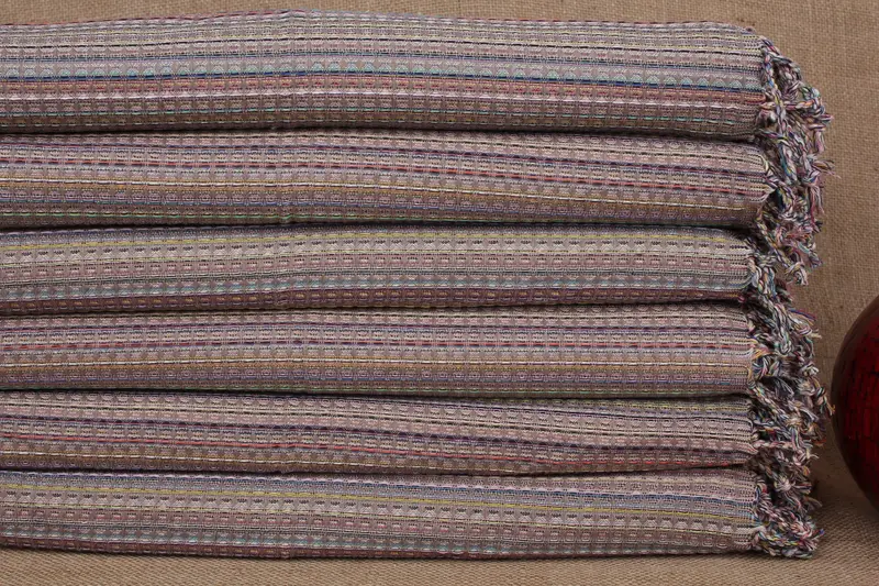 Monogrammed Hand Towel Brown Striped, 18x38 Inches, Organic Cotton