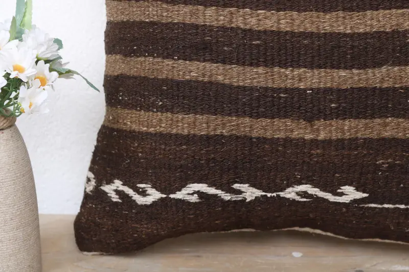 16x16 Brown Pillow Sham, Interior Designer Pillow, Pillow Sham, Vintage Kilim Throw Pillow, Home Decor Pillow, Decorative Cushion - 3