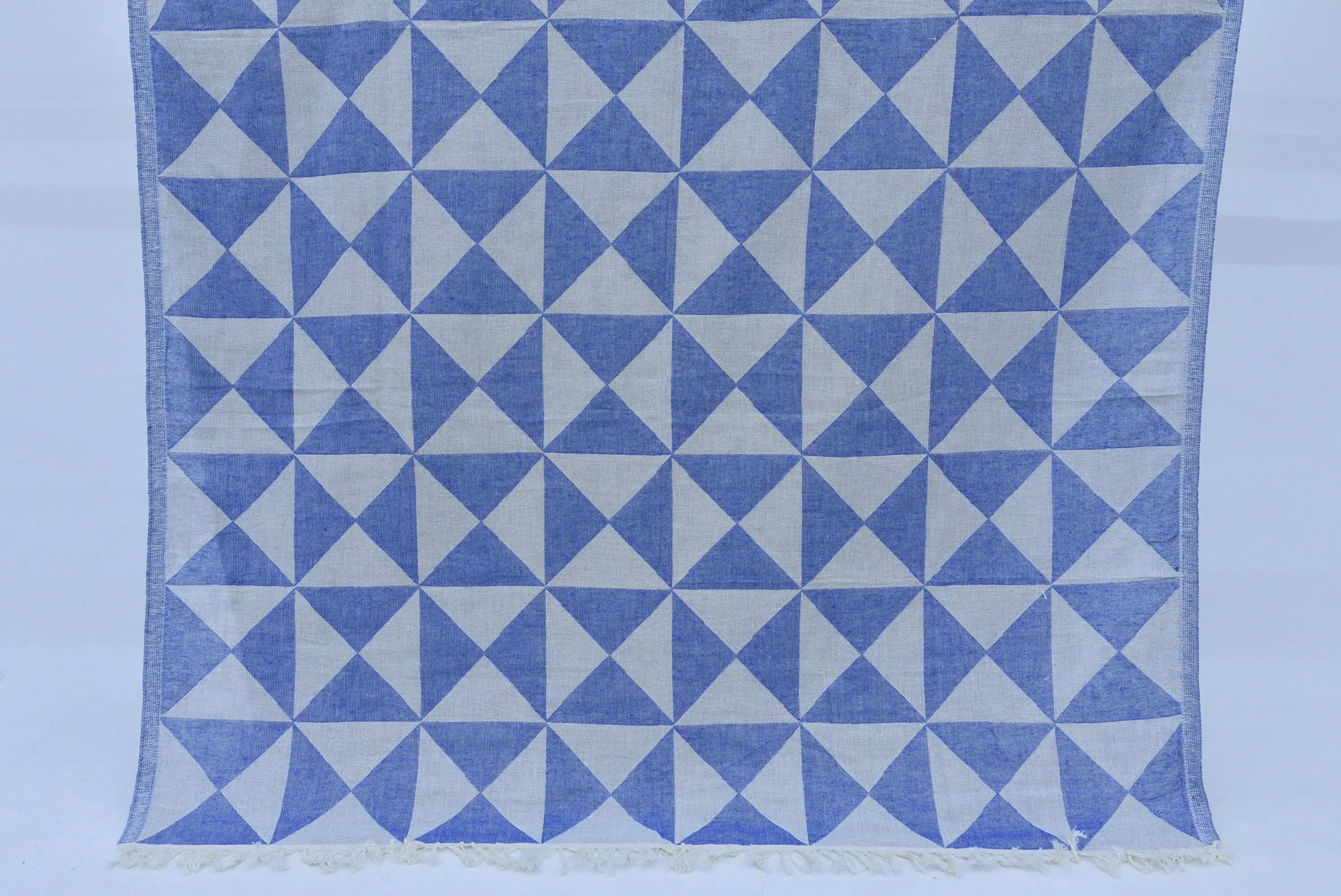Fouta Organic Cotton Beach Towel Blue Patterned, 40x70 inches - 1