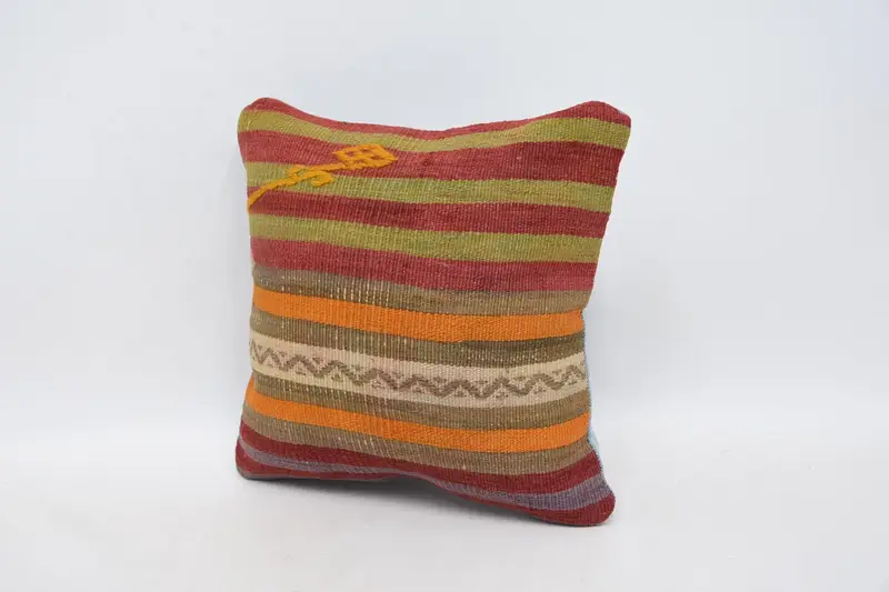 Turkish Pillow, 12x12 Red Cushion, Kilim Cushion Sham, Tribal Pillow Case, Retro Throw Cushion, Home Decor Pillow, Cushion Case - 4