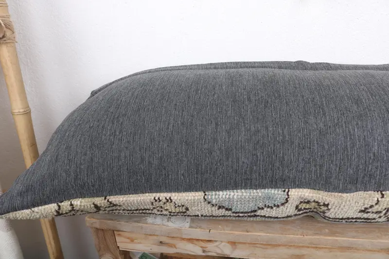Crochet Pattern Pillow Sham, Accent Throw Pillow, Throw Kilim Pillow, 16x36 Green Pillow Case, Pillow, Boho Pillow, Knitted Pillow, Vintage Pillow - 7