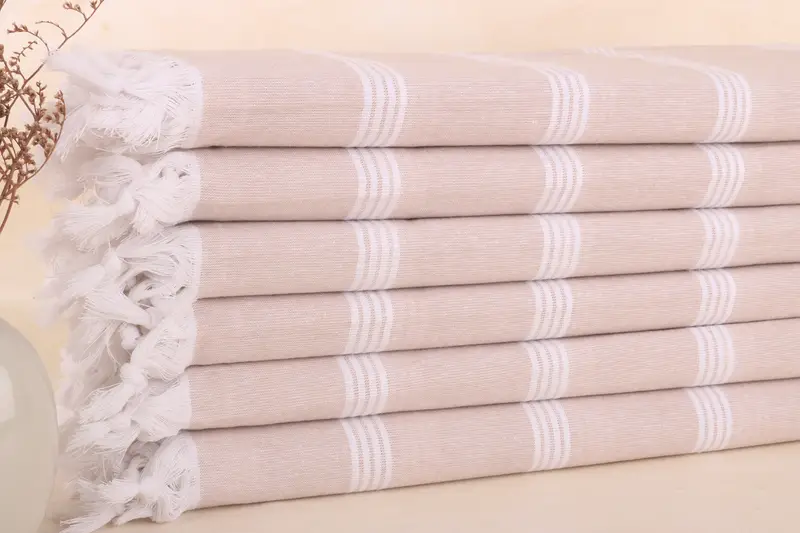 Bridesmaid Gift Turkish Cotton Towel Beige, 30x69 Inches