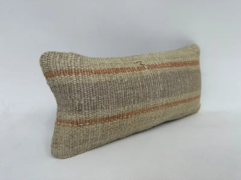 Vintage Kilim Pillow, Home Decor Pillow, 8x16 Beige Pillow Cover, Decorative Bolster Cushion Case, Turkish Pillow, Cushion - 3