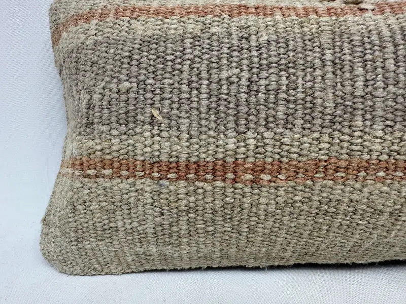 Vintage Kilim Pillow, Home Decor Pillow, 8x16 Beige Pillow Cover, Decorative Bolster Cushion Case, Turkish Pillow, Cushion - 2