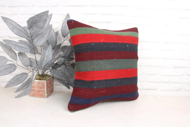 Neutral Pillow Case, Handwoven Cushion Cover, Throw Kilim Pillow, Boho Pillow Sham Cover, 18x18 Green Cushion Cover, Cushion Case, Pillow for Couch - 3
