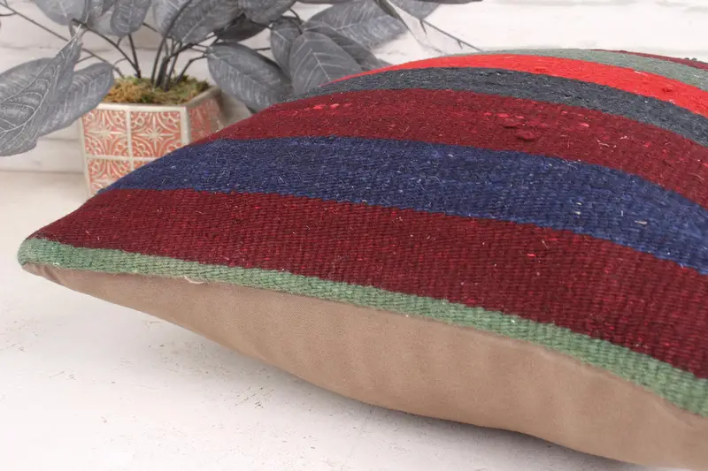 Neutral Pillow Case, Handwoven Cushion Cover, Throw Kilim Pillow, Boho Pillow Sham Cover, 18x18 Green Cushion Cover, Cushion Case, Pillow for Couch - 7