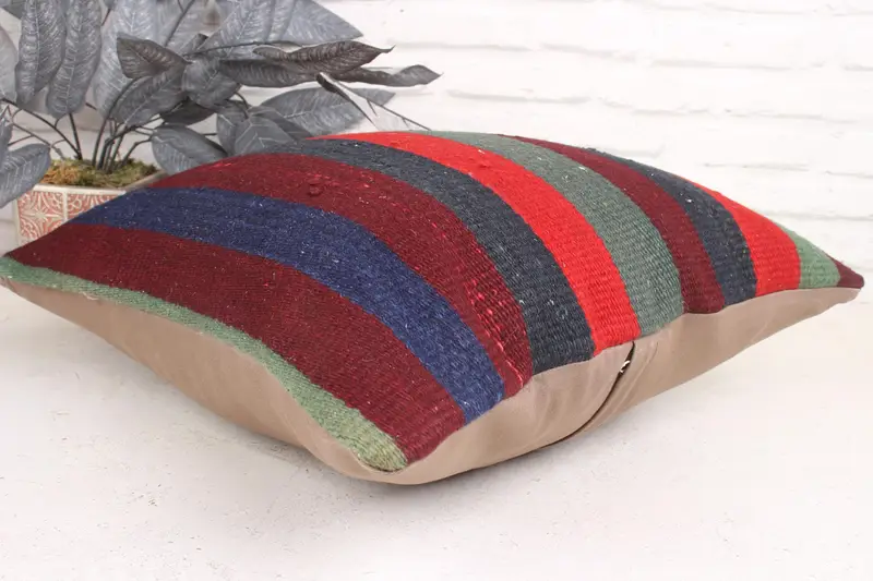 Neutral Pillow Case, Handwoven Cushion Cover, Throw Kilim Pillow, Boho Pillow Sham Cover, 18x18 Green Cushion Cover, Cushion Case, Pillow for Couch - 6