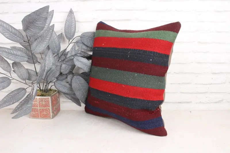 Neutral Pillow Case, Handwoven Cushion Cover, Throw Kilim Pillow, Boho Pillow Sham Cover, 18x18 Green Cushion Cover, Cushion Case, Pillow for Couch - 4