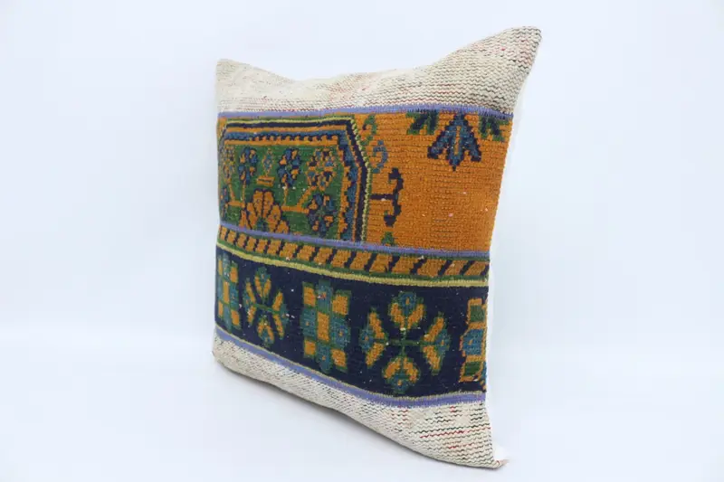 Vintage Pillow, Cushion Cover, Kilim Cushion Sham, Muted Pillow Case, Home Decor Pillow, 28x28 Orange Pillow, Boho Throw Cushion Case - 4