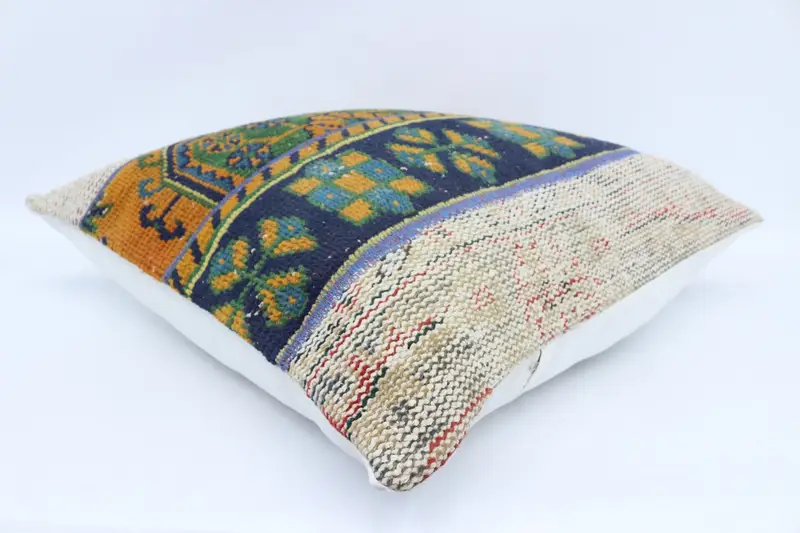 Vintage Pillow, Cushion Cover, Kilim Cushion Sham, Muted Pillow Case, Home Decor Pillow, 28x28 Orange Pillow, Boho Throw Cushion Case - 6
