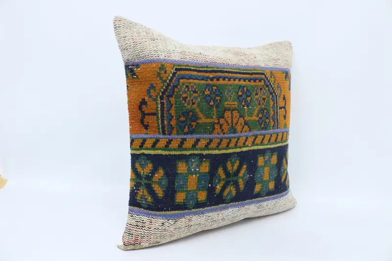 Vintage Pillow, Cushion Cover, Kilim Cushion Sham, Muted Pillow Case, Home Decor Pillow, 28x28 Orange Pillow, Boho Throw Cushion Case - 3