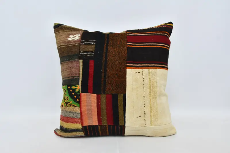 Vintage Kilim Throw Pillow, Vintage Pillow, Vintage Kilim Pillow, 28x28 Brown Pillow Case, Chair Cushion Case, Pillow Sham - 1