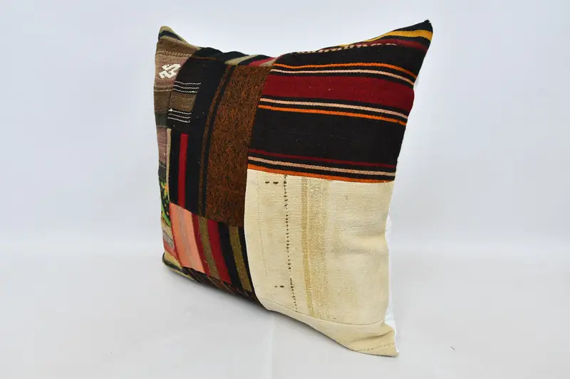 Vintage Kilim Throw Pillow, Vintage Pillow, Vintage Kilim Pillow, 28x28 Brown Pillow Case, Chair Cushion Case, Pillow Sham - 4