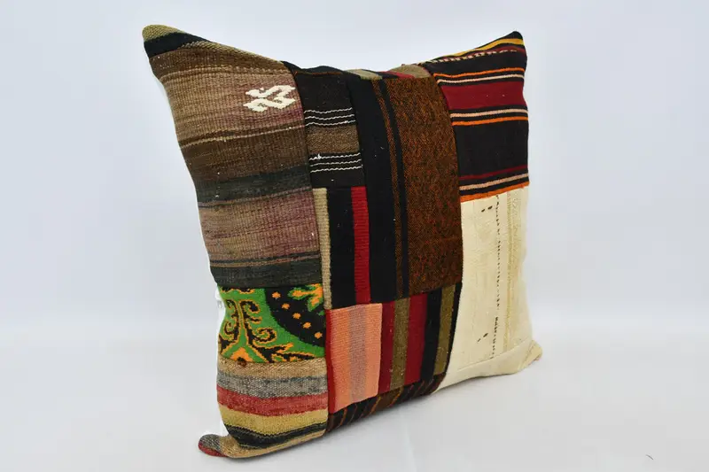 Vintage Kilim Throw Pillow, Vintage Pillow, Vintage Kilim Pillow, 28x28 Brown Pillow Case, Chair Cushion Case, Pillow Sham - 3