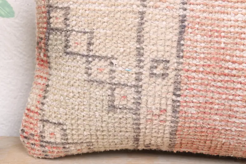 Vintage Kilim Pillow, Handmade Kilim Cushion, 8x16 Orange Cushion, Oriental Cushion, Natural Cushion Cover, Pillow Cover, Home Decor Pillow - 3