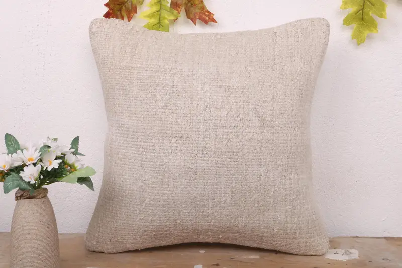 Turkish Kilim Pillow, Southwestern Pillow Cover, Pillow Cover, Gift Pillow, Cozy Throw Cushion, Throw Kilim Pillow, 16x16 White Pillow - 2