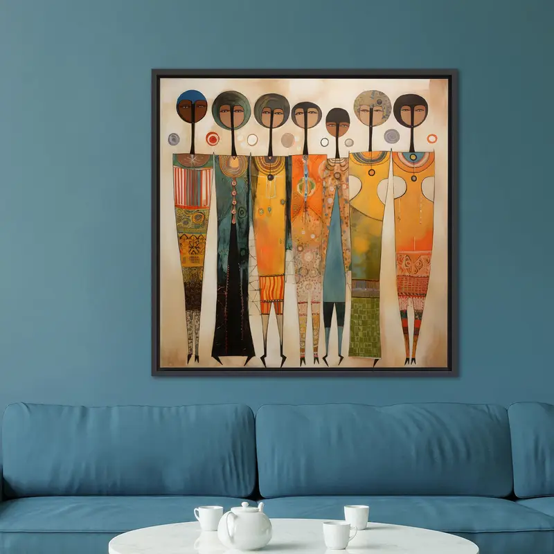 抽象的なボヘミアン キャンバス: 超現実的なミニマル アート プリント