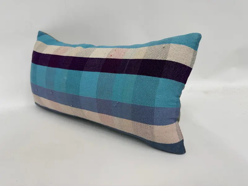 Interior Designer Pillow, 12x24 Blue Pillow, Cotton Cushion, Vintage Pillow, Cushion, Garden Pillow, Ethnical Kilim Rug Pillow - 4