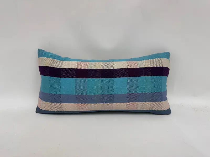 Interior Designer Pillow, 12x24 Blue Pillow, Cotton Cushion, Vintage Pillow, Cushion, Garden Pillow, Ethnical Kilim Rug Pillow - 1