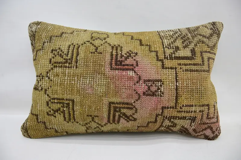 Pillow for Couch, Pillow Case, 12x20 Beige Pillow Cover, Kilim Pillow, Office Chair Pillow Case, Home Decor Pillow, Turkish Bench Cushion Cover - 1