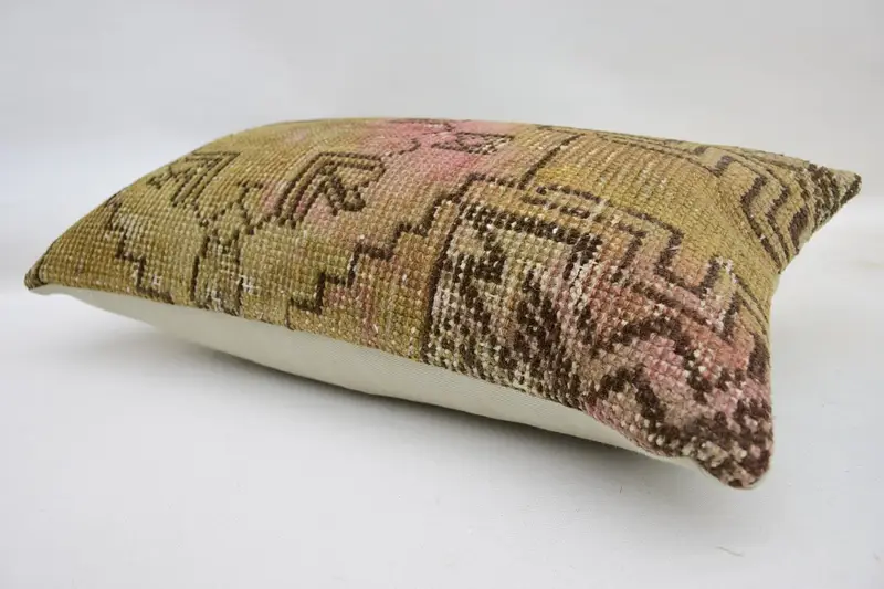 Pillow for Couch, Pillow Case, 12x20 Beige Pillow Cover, Kilim Pillow, Office Chair Pillow Case, Home Decor Pillow, Turkish Bench Cushion Cover - 6