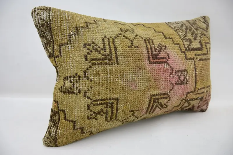 Pillow for Couch, Pillow Case, 12x20 Beige Pillow Cover, Kilim Pillow, Office Chair Pillow Case, Home Decor Pillow, Turkish Bench Cushion Cover - 2