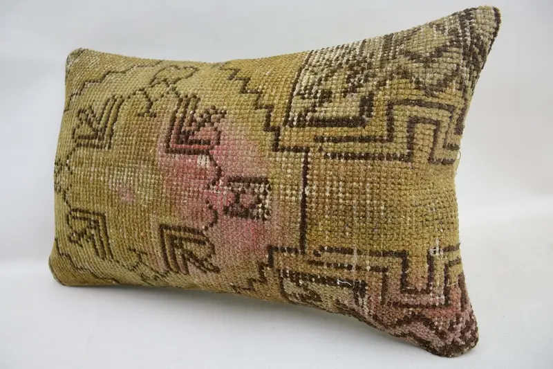 Pillow for Couch, Pillow Case, 12x20 Beige Pillow Cover, Kilim Pillow, Office Chair Pillow Case, Home Decor Pillow, Turkish Bench Cushion Cover - 3