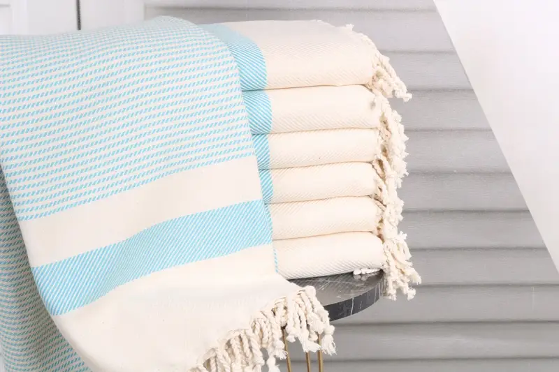 Beach Towel Personalized Turkish Cotton Turquoise Polka Dot, 40x71 Inches