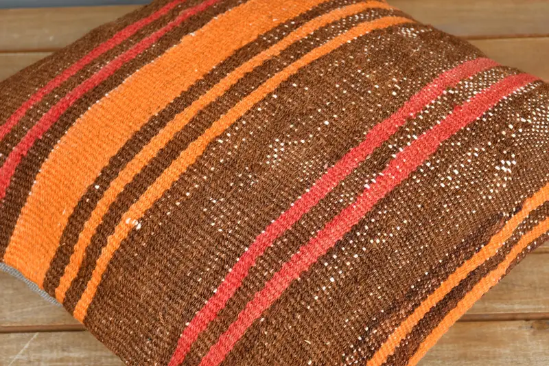 Home Decor Pillow, Chair Cushion Case, Handmade Pillow Case, Turkish Pillow, 18x18 Orange Pillow Sham, Pillow Sham, Throw Kilim Pillow - 3
