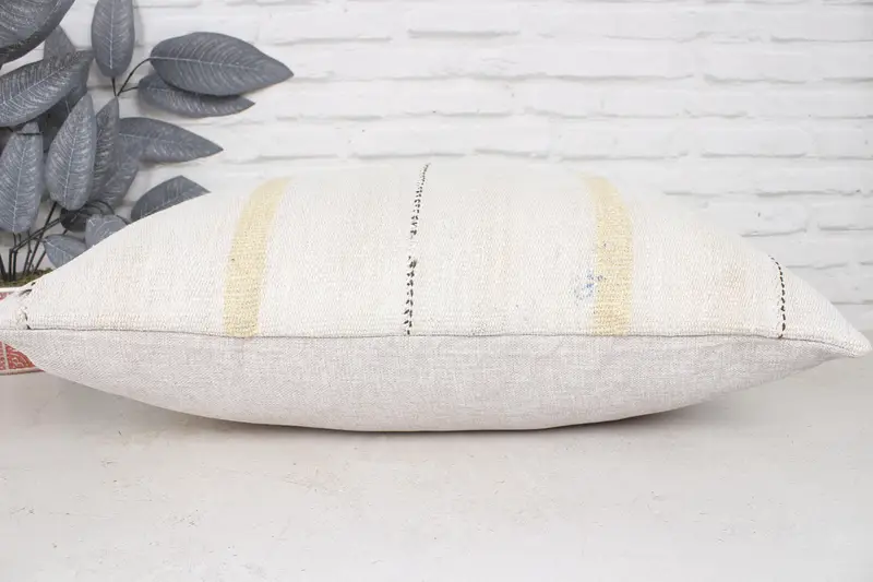 20x28 Beige Cushion, Couch Pillow Cover, Pillow for Sofa, Antique Pillows, Kilim Cushion Sham, Pillow Sham, Farmhouse Cushion Case, Bed Pillow Case - 5