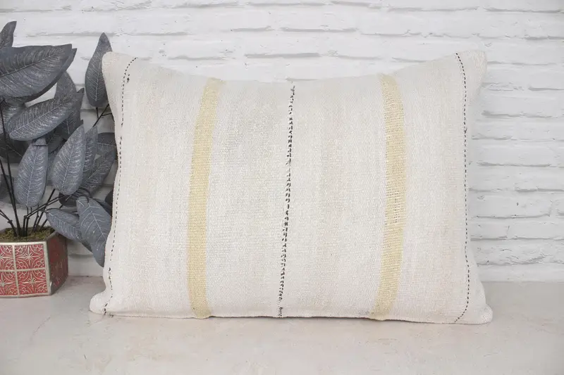 20x28 Beige Cushion, Couch Pillow Cover, Pillow for Sofa, Antique Pillows, Kilim Cushion Sham, Pillow Sham, Farmhouse Cushion Case, Bed Pillow Case - 1