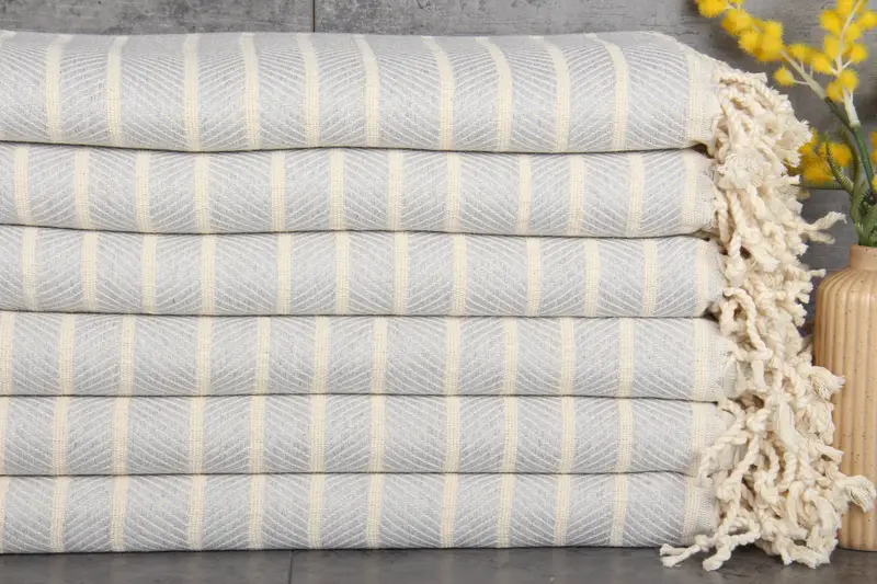 Custom Light Gray Striped Bamboo Beach Towel, 40x75 Inches