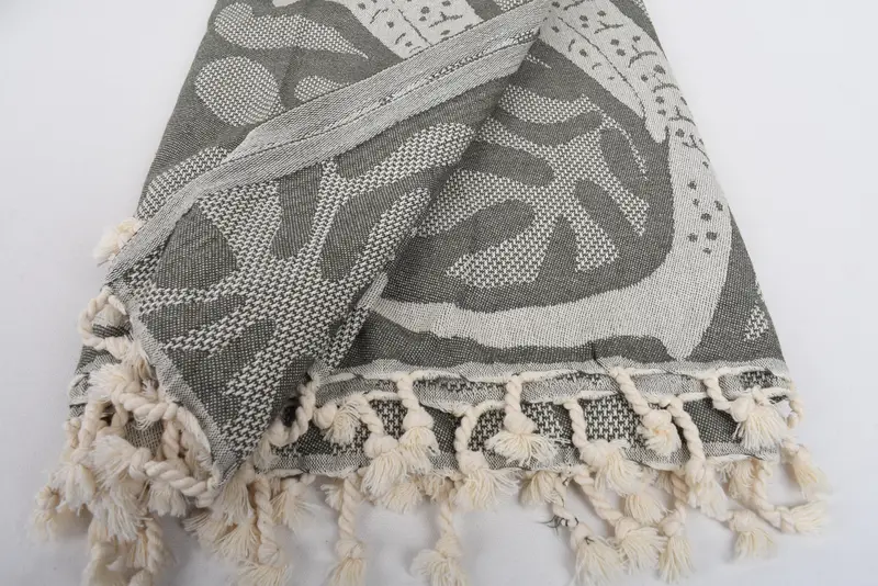 Woven Blanket, Throw Blanket Couch, Turkish Bedcover, Decorative Blanket, 100x92 Cotton Whale Design Towel, Wedding For Favor, Turkish Blanket Queen - 8