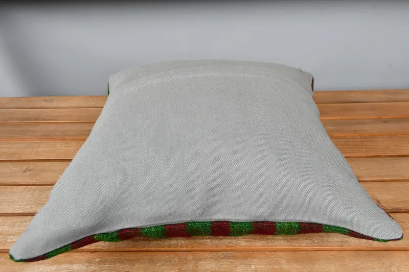 Boho Pillow Sham Cover, Retro Throw Pillow Case, 16x16 Red Pillow Sham, Pillow for Sofa, Bright Cushion Cover, Cushion, Ethnical Kilim Rug Pillow - 5